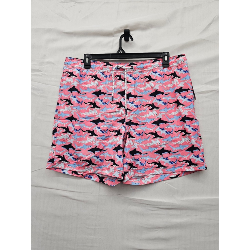 Member's Mark Mens Resort Swim Trunks Pink Polyester Blend Shark Casual Size XL